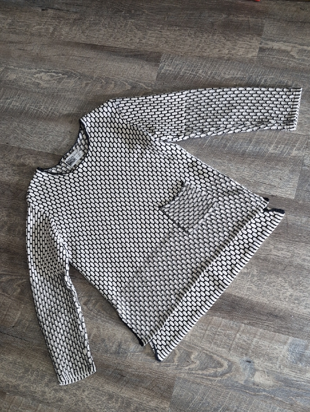 Habitat Black and White 100% Cotton Textured Crewneck Sweater